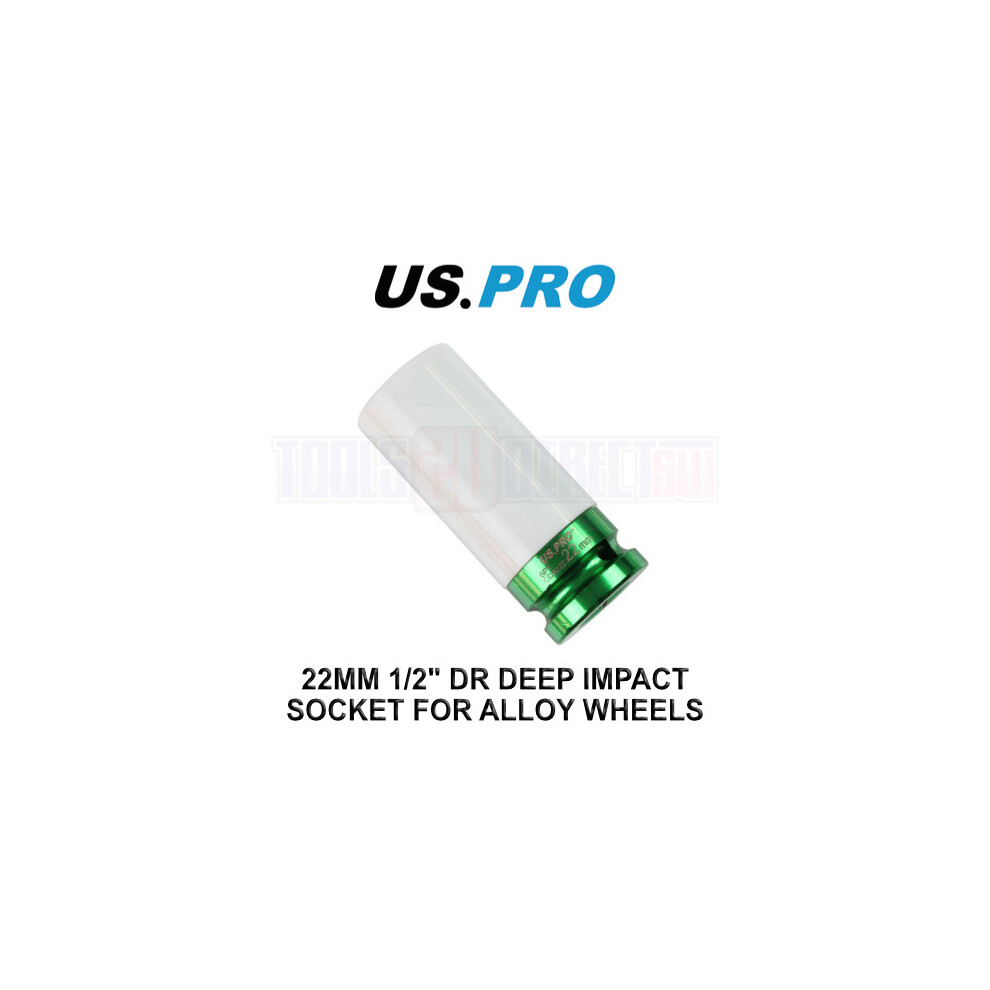 US PRO Tools Single 1/2" Dr 22mm Deep Impact Alloy Wheel Socket 3843