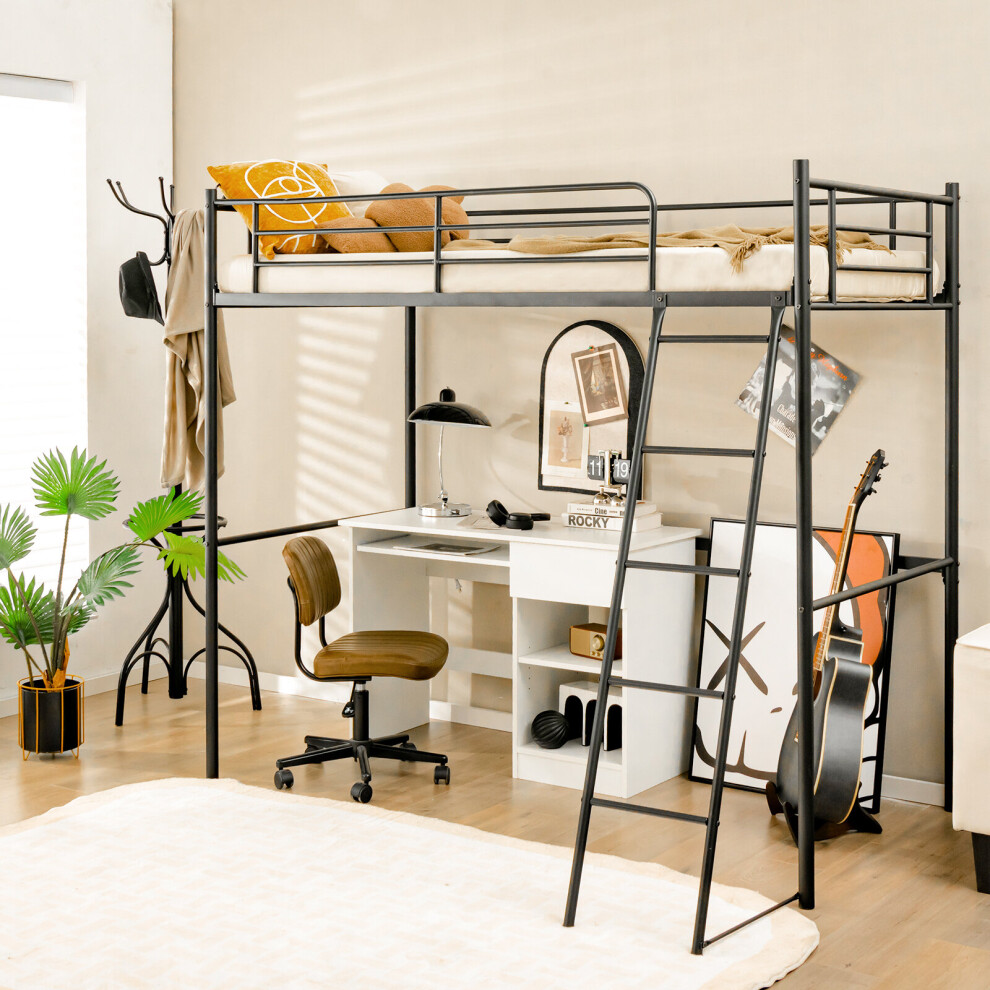 3.5FT Single Metal Loft Bed Frame High Sleeper Bunk Bed Cabin Desk Bed