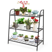3-tier Metal Plant Stand Shelf Multifunctional Flower Rack Display Pot