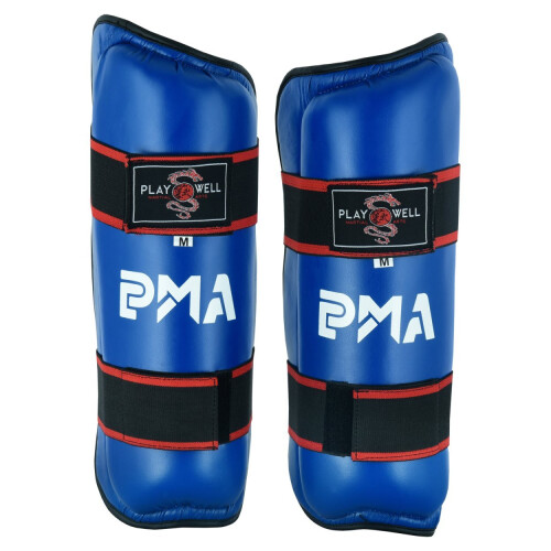 (Medium) Playwell Semi Contact Elite Kickboxing Shin Guards - Blue