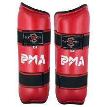(Large) Playwell Semi Contact Elite Kickboxing Shin Guards - Red