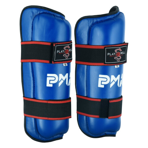 (Medium) Playwell Semi Contact Elite Kickboxing Shin Guards - Blue 1