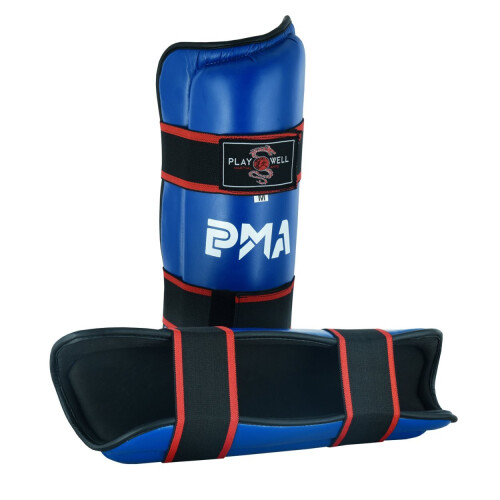 (Medium) Playwell Semi Contact Elite Kickboxing Shin Guards - Blue 2