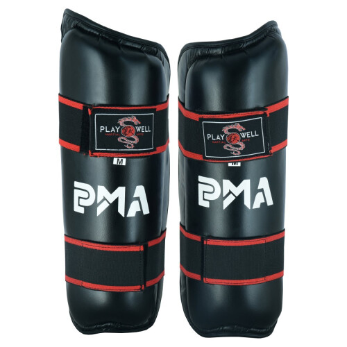 (Medium) Playwell Semi Contact Elite Kickboxing Shin Guards - Black