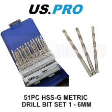US PRO Tools 51PC HSS-G Metric HSS Drill Bit Set 1-6mmmm Bits 2412