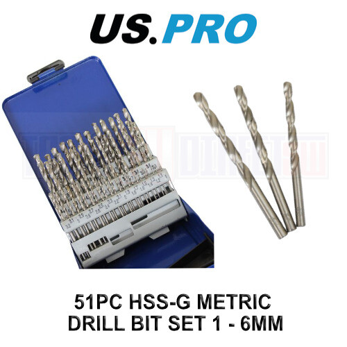 us pro US PRO Tools 51PC HSS-G Metric HSS Drill Bit Set 1-6mmmm Bits 2412