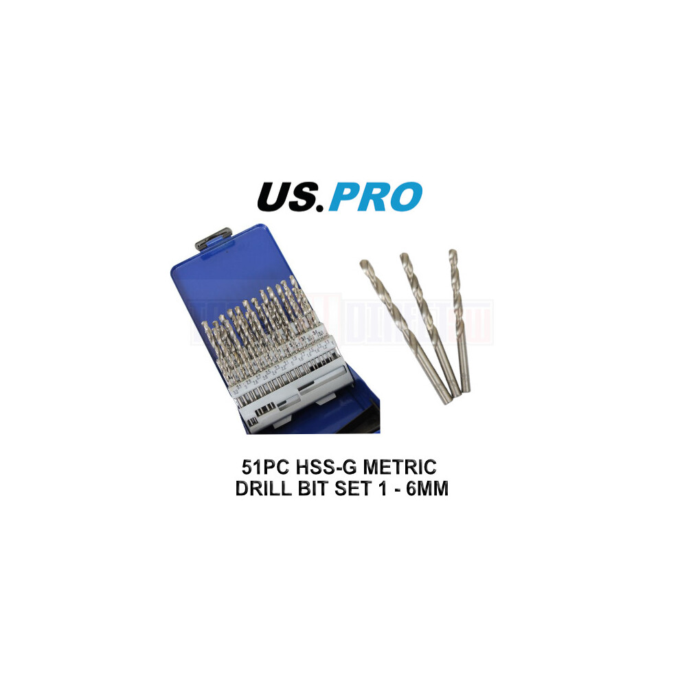 US PRO Tools 51PC HSS-G Metric HSS Drill Bit Set 1-6mmmm Bits 2412