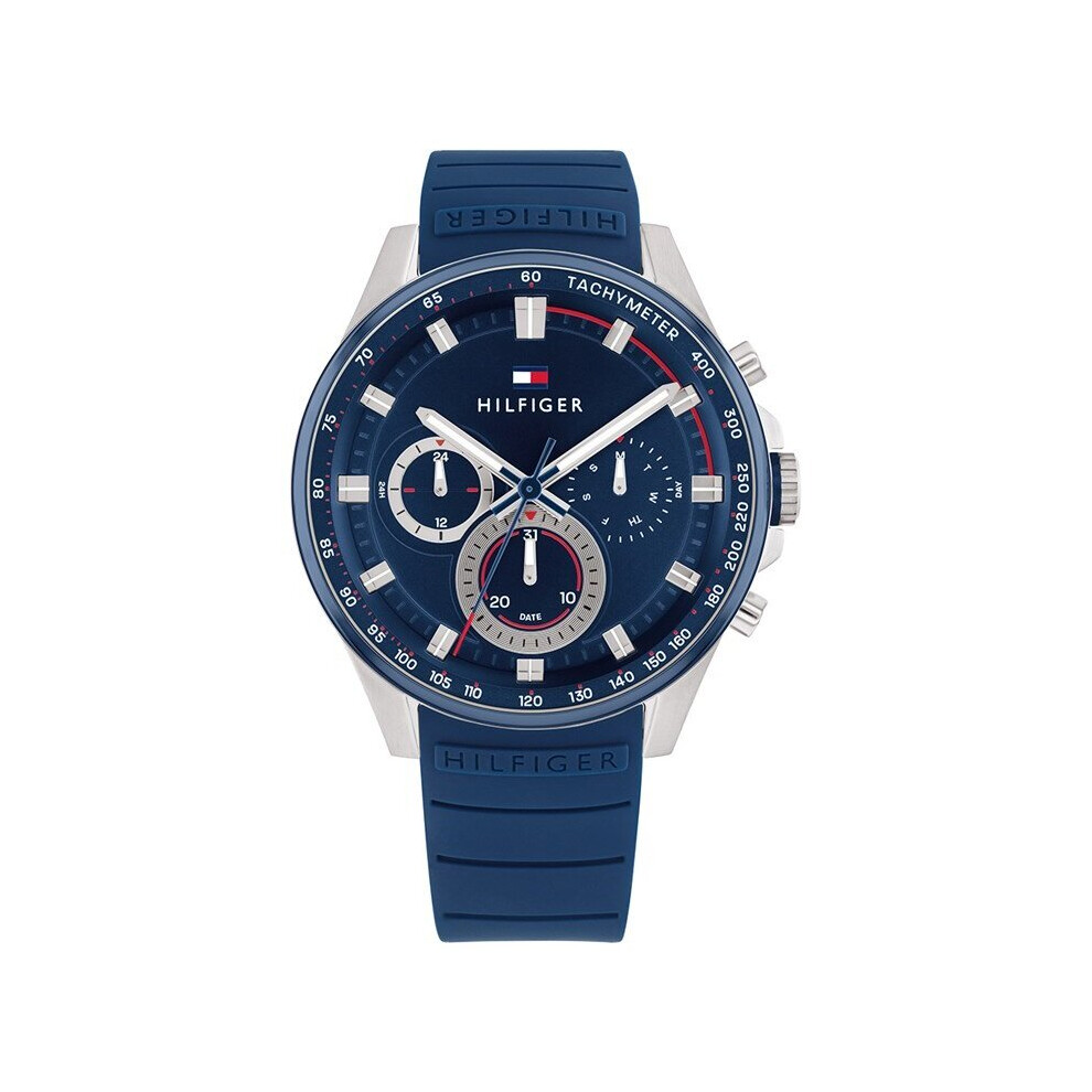 Tommy Hilfiger Men's 1791970 Stainless Steel Silicon Strap Watch Blue