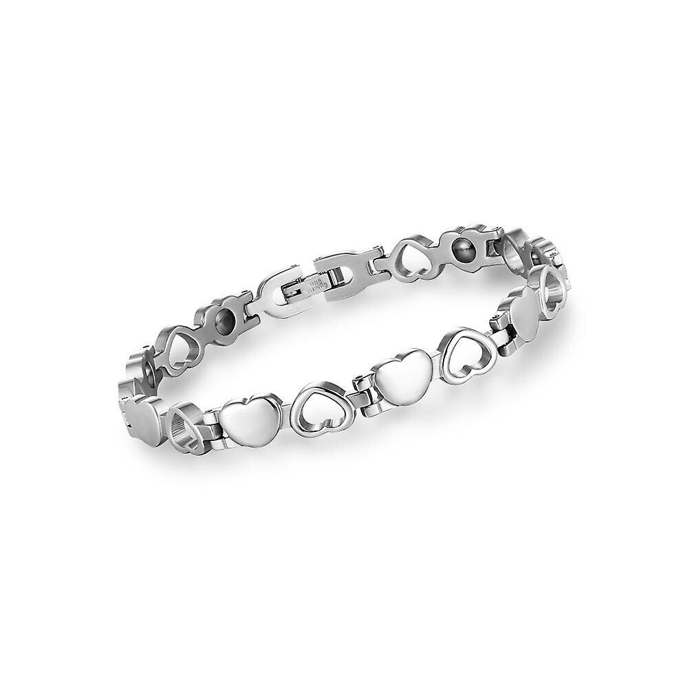 (Silver) Magnetic Bracelets Titanium Steel Therapy Bracelet Jewelry Pain Relief For Arthritis