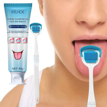 Tongue Cleaning Gel Mint Tongue Coating Cleaner With Brush Bad Breath Treatment