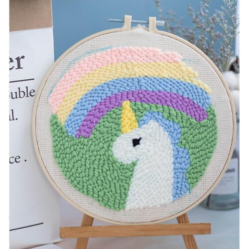 (Unicorn) Diy Punch Embroidery Kit Animal Needle Poke Bag Beginners on ...