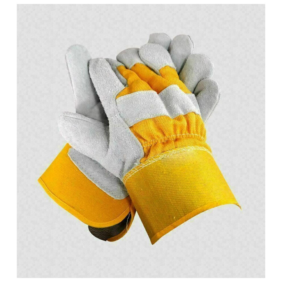 Double Rigger Safety Work Gloves Leather Heavy Duty Gardening