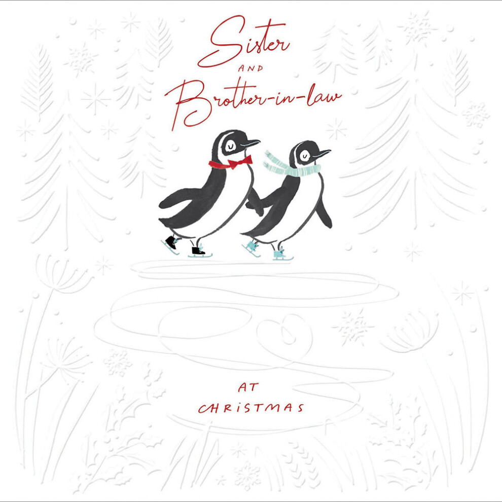 Sister & Brother-In-Law Festive Penguins Christmas Card Xmas Greeting Cards