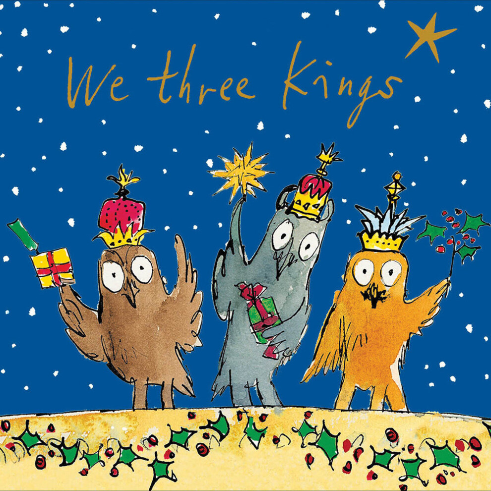 Quentin Blake Festive We Three Kings Owl Christmas Card Xmas Greeting Cards