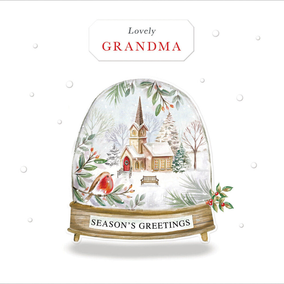 Lovely Grandma Snow Globe Season's Greetings Christmas Card Xmas Greeting Cards