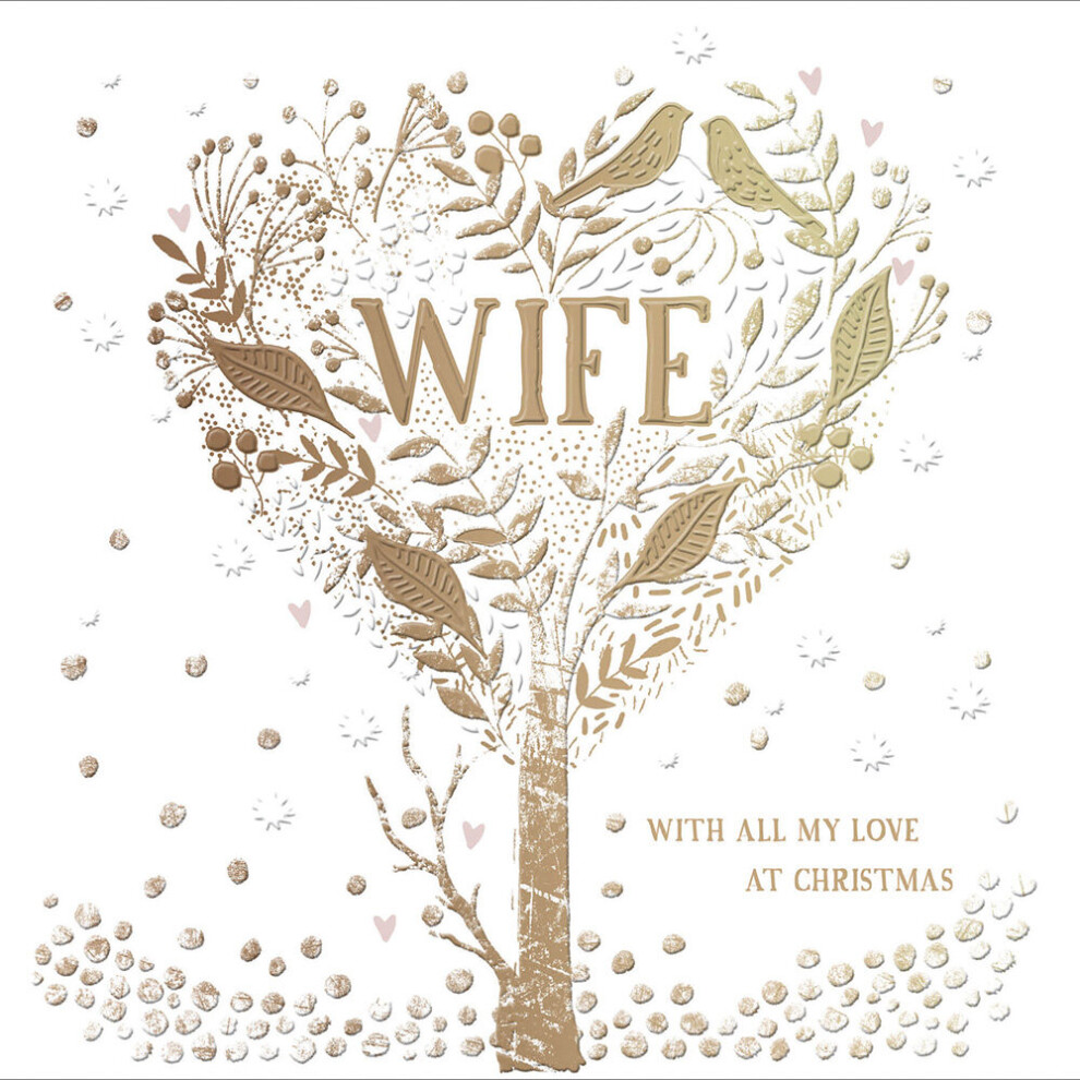 Woodmansterne Wife With All My Love Xmas Festive Foiled Christmas Card Xmas Greeting Cards