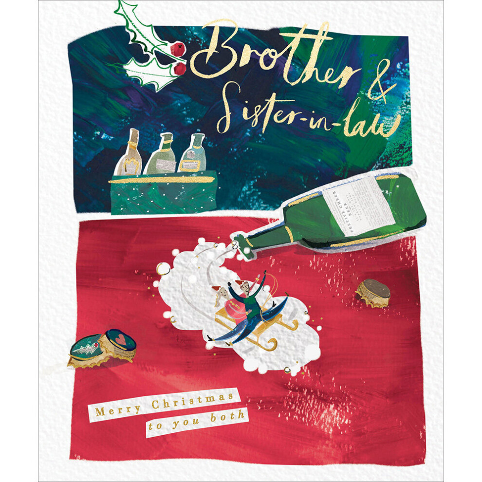 Woodmansterne Brother & Sister-In-Law Festive Cheer Beer Christmas Card Xmas Greeting Cards