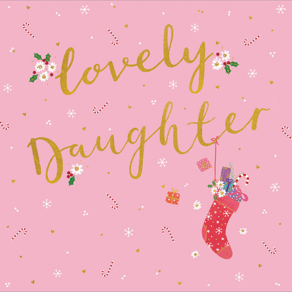 Lovely Daughter Gold Foiled Xmas Stocking Christmas Card Xmas Greeting Cards