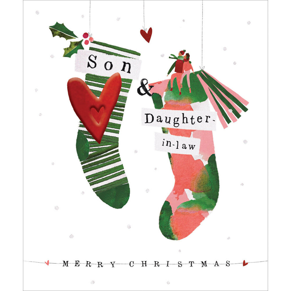 Woodmansterne Son & Daughter-In-Law Christmas Stocking Festive Card Xmas Greeting Cards