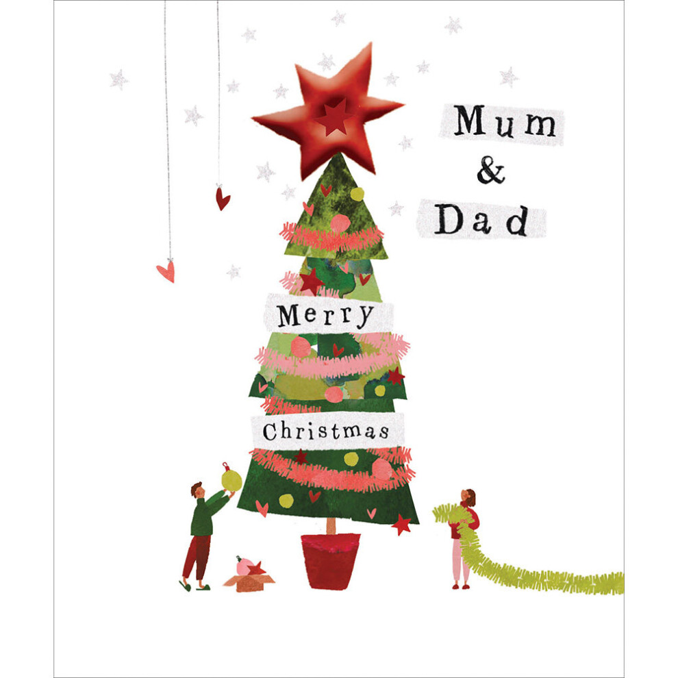 Woodmansterne Mum & Dad Merry Christmas Festive Xmas Tree Christmas Card Xmas Greeting Cards