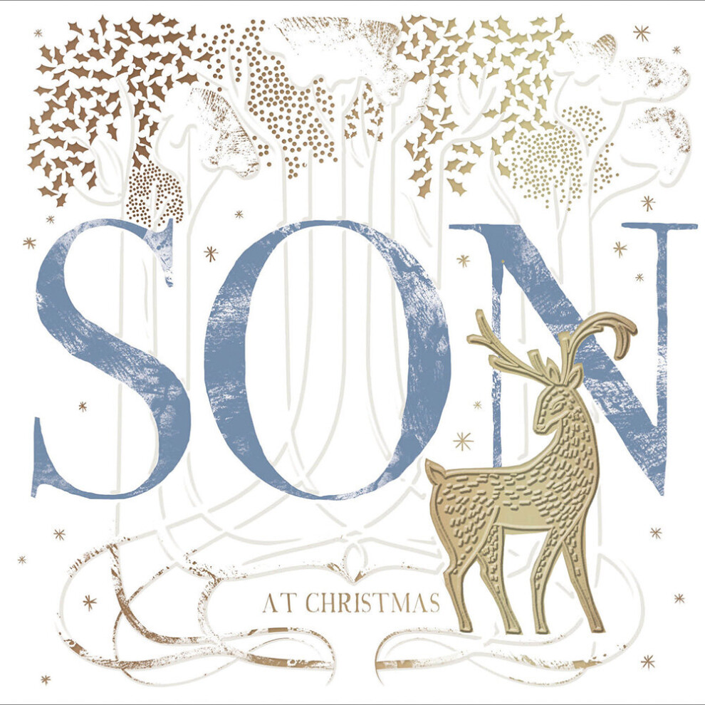 Son At Christmas GFestive Gold Foiled Deer Christmas Card Xmas Greeting Cards