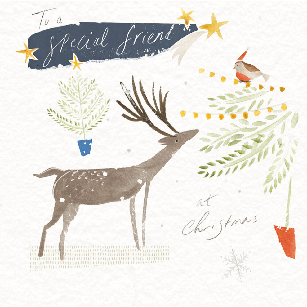 To A Special Friend Festive Robin & Deer Christmas Card Xmas Greeting Cards