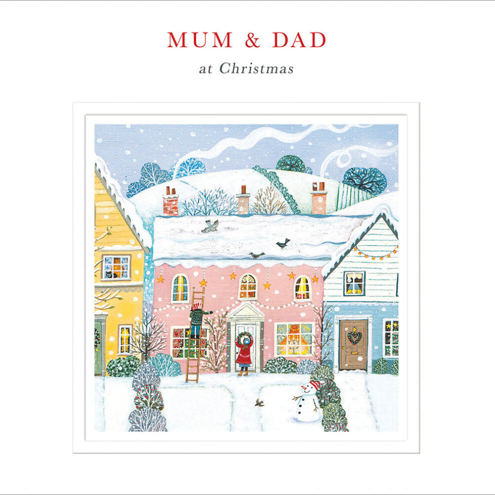 Mum & Dad Deck The Halls Artistic Christmas Card Xmas Greeting Cards