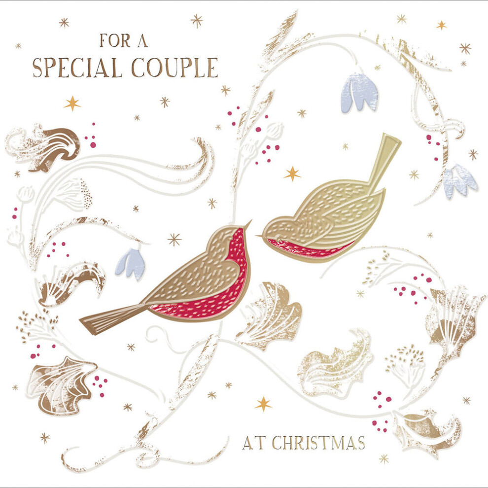 For A Special Couple Foiled Festive Robins Christmas Card Xmas Greeting Cards