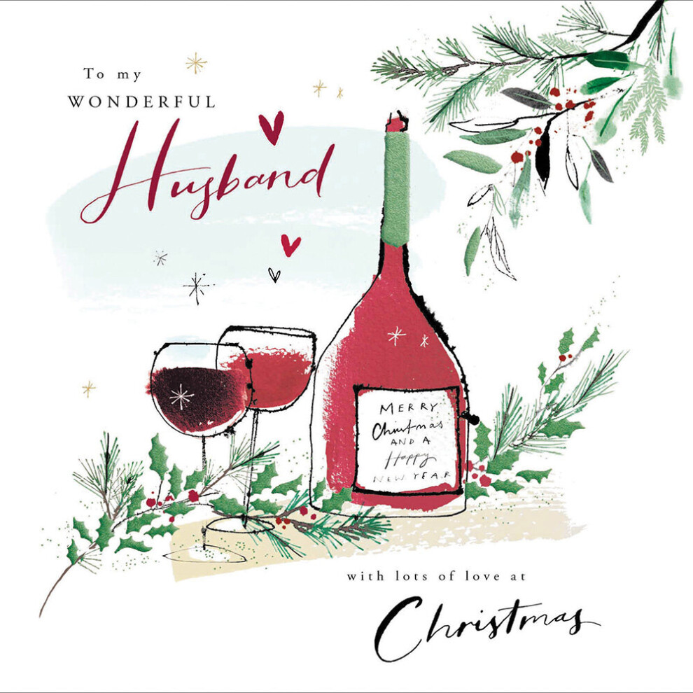 My Wonderful Husband Xmas Wine Festive Christmas Card Xmas Greeting Cards