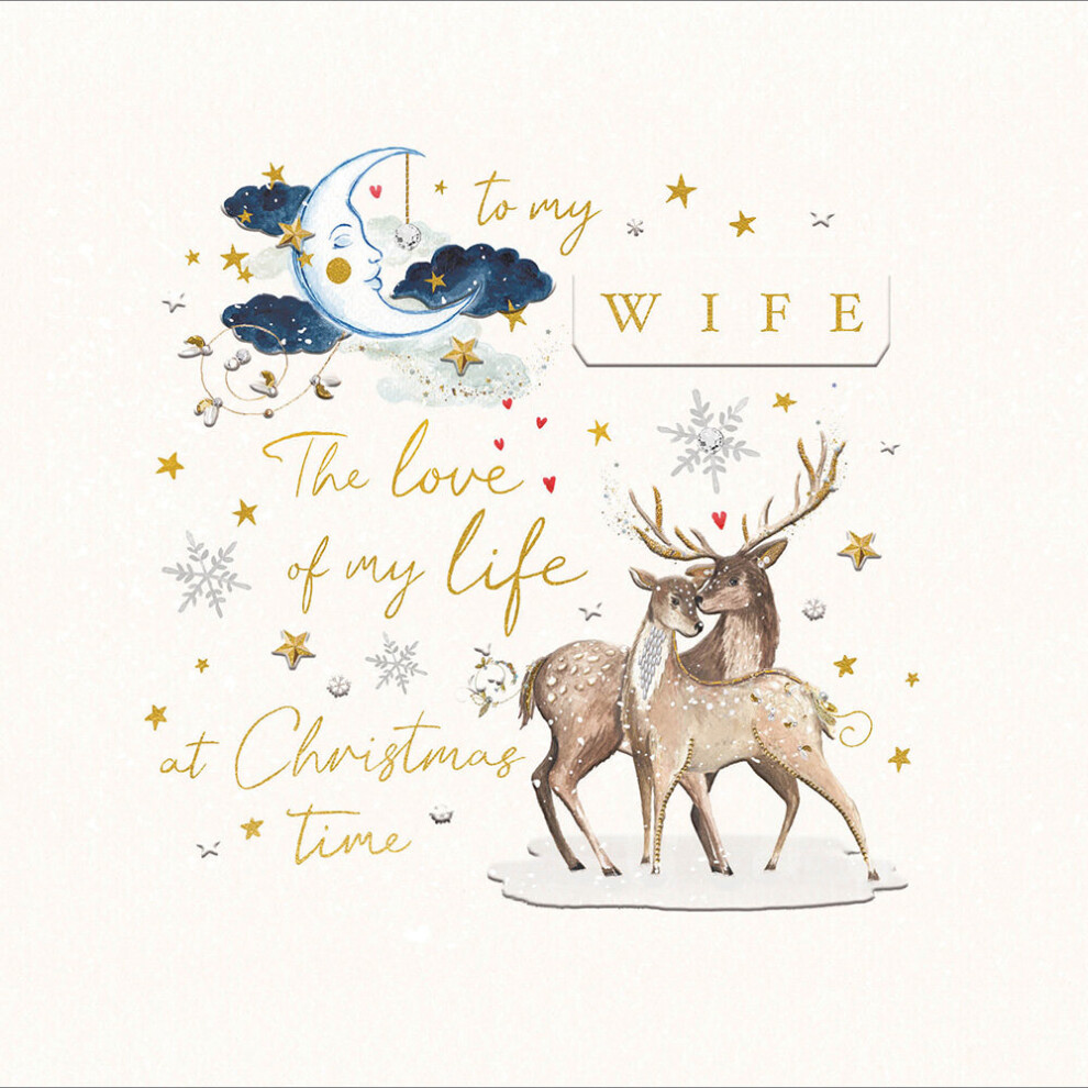 Woodmansterne To My Wife The Love Of My Life Embellished Christmas Card Xmas Greeting Cards