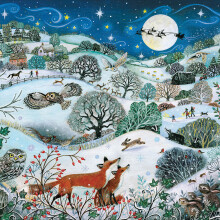 Xmas Moonlit Magic Festive Santa & Sleigh Christmas Card Xmas Greeting Cards