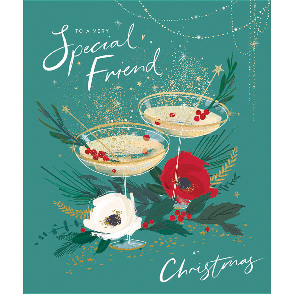 To A Very Special Friend Cocktails Xmas Foiled Christmas Card Xmas Greeting Cards