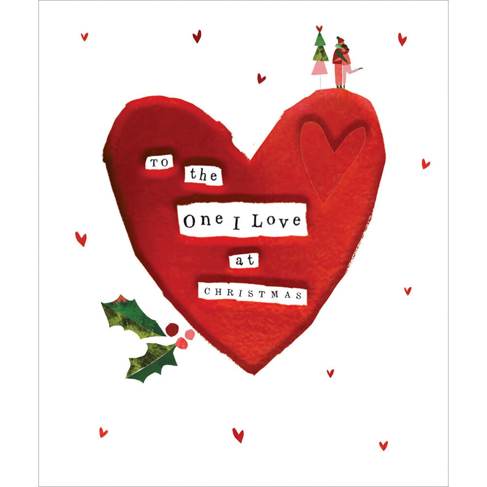 To The One I Love At Christmas Foiled Heart Christmas Card Xmas Greeting Cards