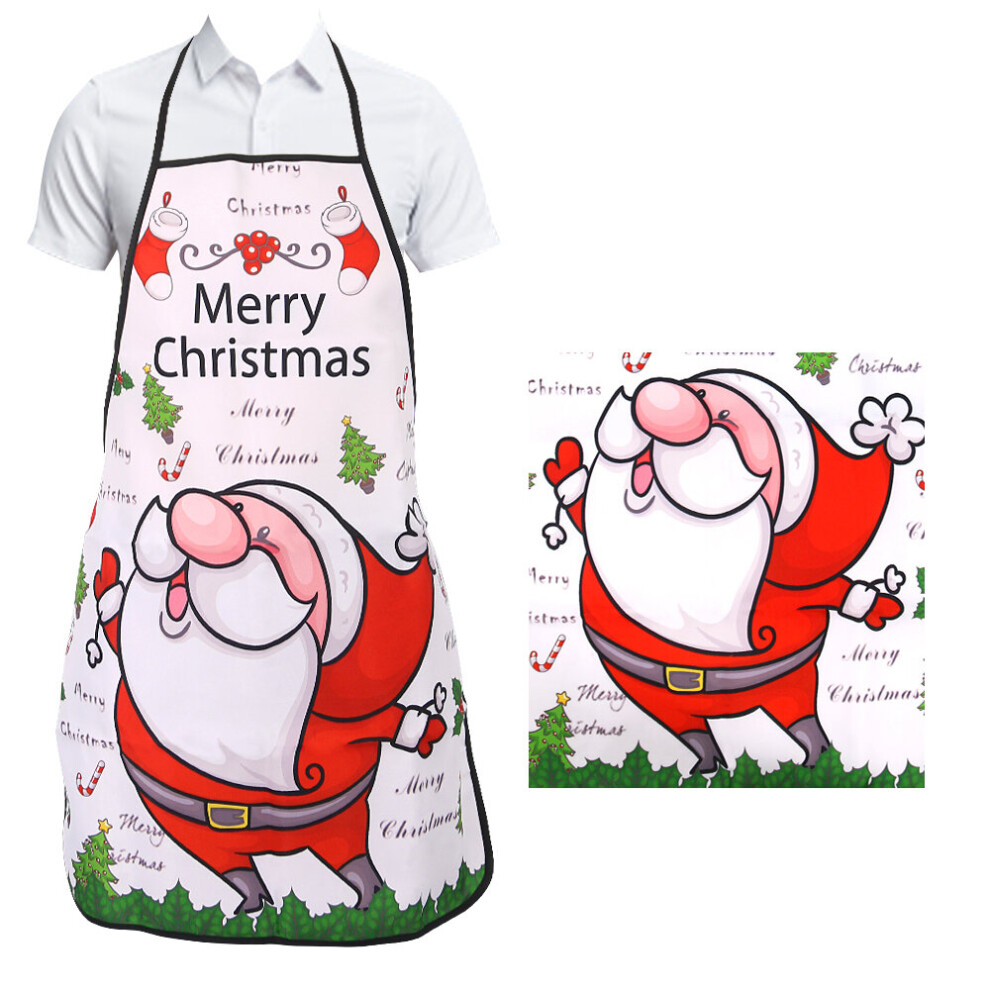 (White Santa) Time to Sparkle Christmas Apron Xmas Cartoon Kitchen Winter Party Restaurant Home Chef Cooking Baking BBQ Festival Gift Outdoor Indoor Decor