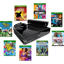 (Mega Bundle! All 8 Games Console & Kinect) Microsoft Xbox One Console & Kinect Sensor camera + Controller Sports Rivals Just dance Zumba Shape Up Disney Fantasia Rabbids Fighter Within - Refurbished