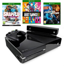 (Kinect Shape Up Fighter Within Just Dance) Microsoft Xbox One Console & Kinect Sensor camera + Controller Sports Rivals Just dance Zumba Shape Up Disney Fantasia Rabbids Fighter Within - Refurbished