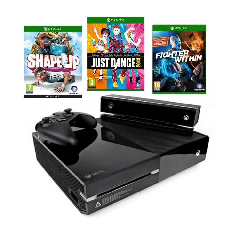 (Kinect Shape Up Fighter Within Just Dance) Microsoft Xbox One Console & Kinect Sensor camera + Controller Sports Rivals Just dance Zumba Shape Up Dis