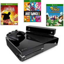 (Kinect Disney Fantasia Rabbids & Just Dance) Microsoft Xbox One Console & Kinect Sensor camera + Controller Sports Rivals Just dance Zumba Shape Up Disney Fantasia Rabbids Fighter Within - Refurbished