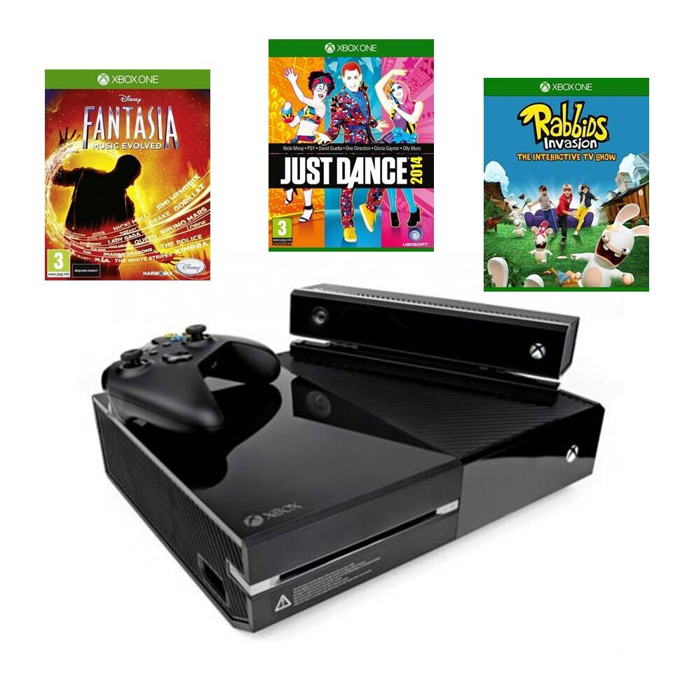 (Kinect Disney Fantasia Rabbids & Just Dance) Microsoft Xbox One Console & Kinect Sensor camera + Controller Sports Rivals Just dance Zumba Shape Up D