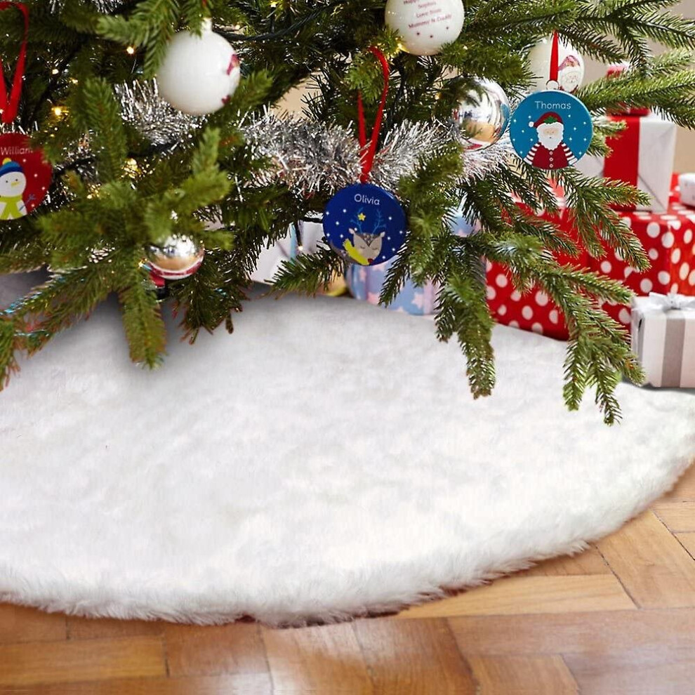 (120cm) Christmas Tree Skirt White Faux Fur Fluffy Xmas Tree Rug For Holiday Winter Decor-image-OPC-P9YK99M-NEW