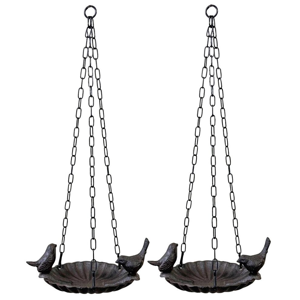 Cast Iron Hanging Garden Wild Bird Bath Feeder Decorative (Set of 2) - Image 2