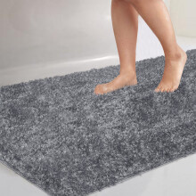 (Grey, 50cm x 80 cm (1 ft 6 in x 2 ft 6 in) Bath Mat) Non Slip Shaggy Outdoor Large Area Rug Runner Mats