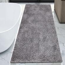(Grey, 60cm x 220cm (2ft x 7ft 3")_Runner) Non Slip Shaggy Outdoor Large Area Rug Runner Mats