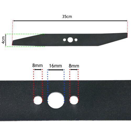 SPARES2GO Lawnmower Blade for Flymo Hovervac 35 Turbo Vision Compact 350 35cm 14" 1