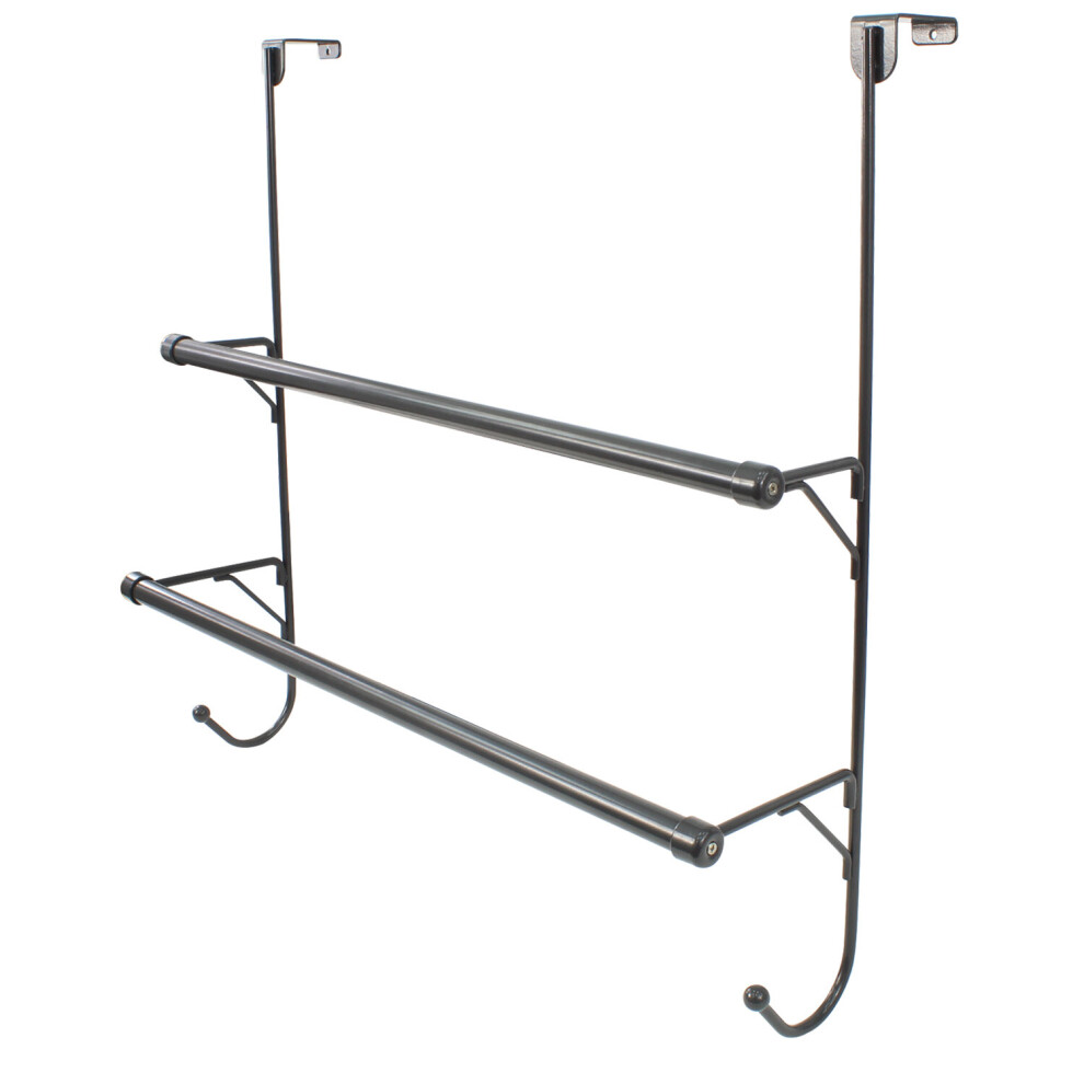 Daniel James Over The Door 2 Tier Towel Drying Organizer Storage Rack Bathroom Holder Hanger