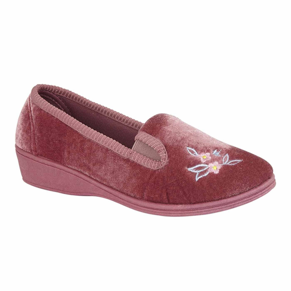 (5 UK, Heather Velour) Sleepers Gina Ladies Memory Foam Full Gusset Slippers