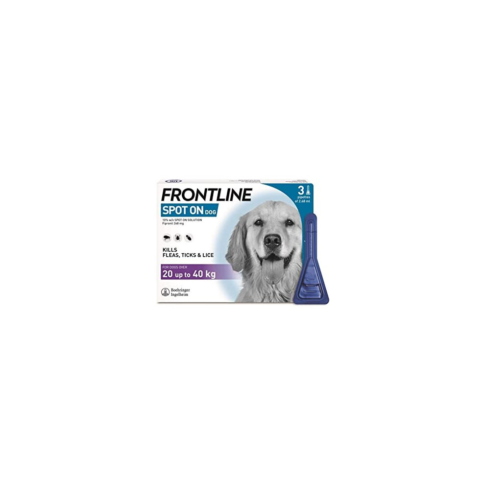 FRONTLINE Spot On Flea & Tick Treatment for Large Dogs (20-40 kg) - 3 Pipettes