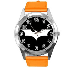 Orange Leather Round Watch for Action Movie Fans E2