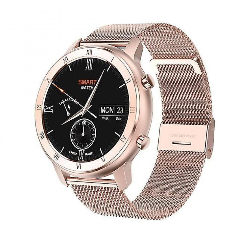 Full Touch Smart Watch Womenwaterproof Bracelet Ecg Heart Rate Smart Watches(mesh Rosegold)