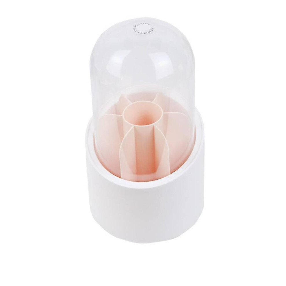 Hkhbjs Pink Transparent Makeup Brush Storage Bucket With Lid, Creative 360-Degree Rotatable Dust-Proof Eyebrow P